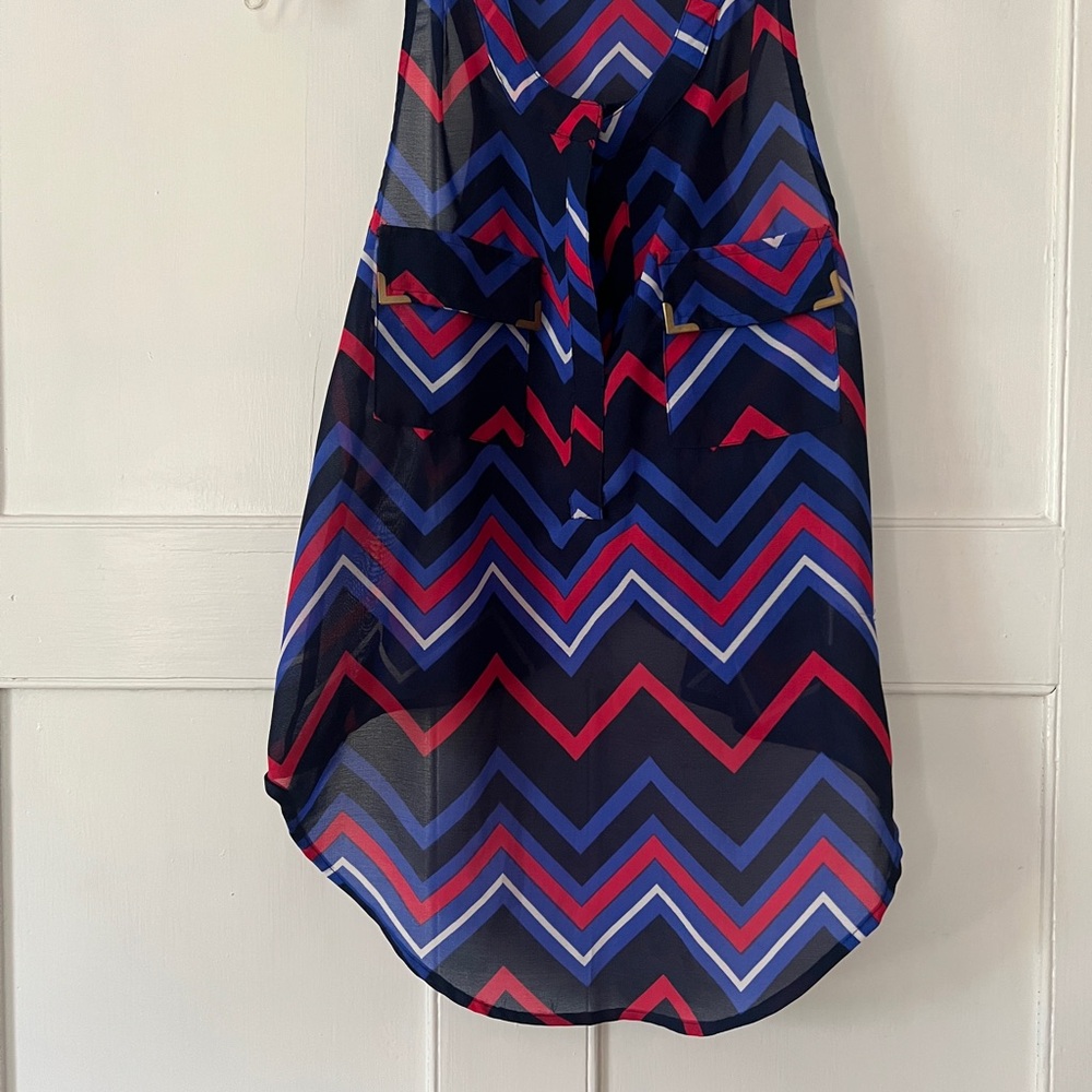Live 4 Truth Navy Chevron Skirt with Red & Royal Accents